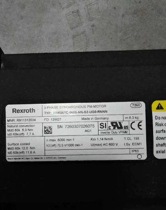 Rexroth MSK061C-0600-NN-S2-UG0-RNNN High Performance Synchronous Servo Motor