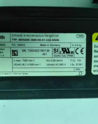 Rexroth MSK040C-0600-NN-S1-UG0-NNNN High Performance Synchronous Servo Motor