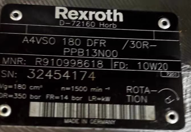 Rexroth Axial Piston Pump R910998618 A4VSO 180 DFR/30R-PPB13N00