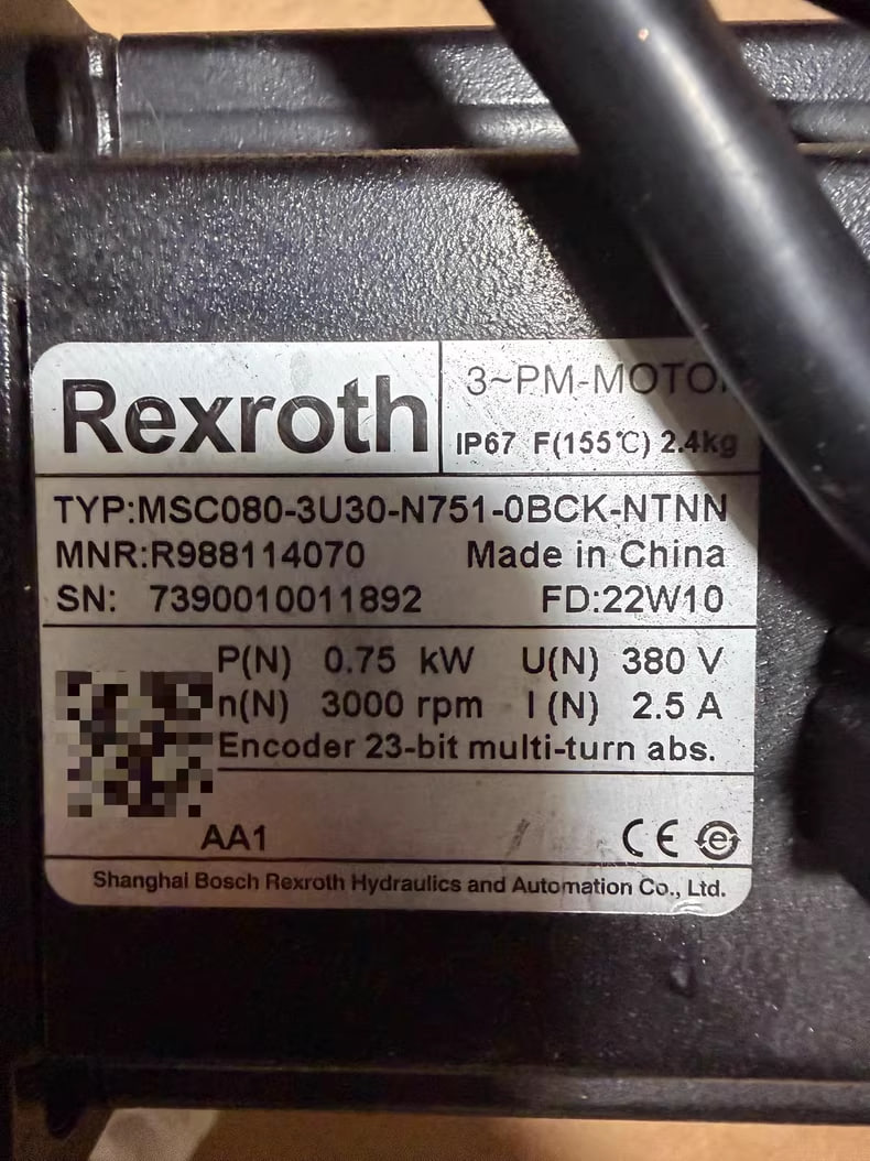 Rexroth Servo Motor MSC080-3U30-N751-0BCK-NTNN R988114070 — High-Precision Industrial Servo Motor